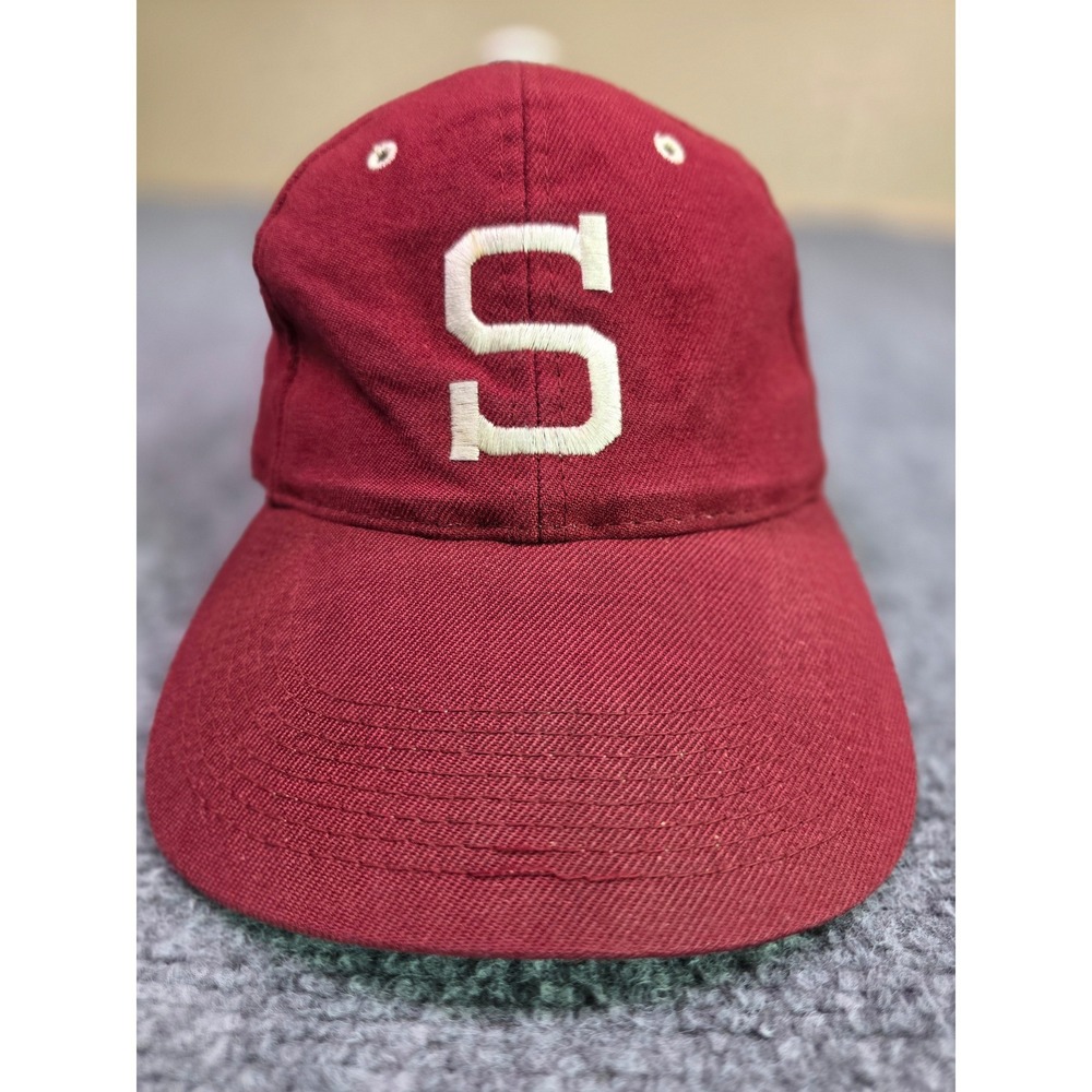 Vintage Stanford Cardinal Snapback Hat OSFA YoungAn Hat Maroon Wool Green Brim